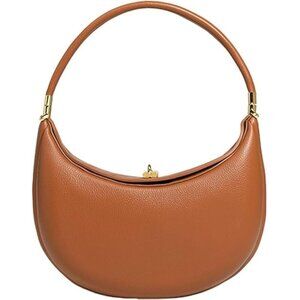 Brown Faux Leather Crescent Bag Women's Luna 4-in-1 Shoulder Hobo Clutch